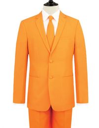 New Arrival Groomsmen Orange Groom Tuxedos Notch Lapel Men Suits Wedding Best Man Bridegroom Blazer (Jacket + Pants + Tie) L271