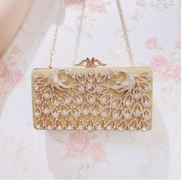 New Fashion Golden Women's Bridal Shoulder Clutch Bag Rhinestone Chain Evening Handbag Purse