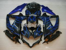 Motorcycle OEM fairing kit for SUZUKI GSXR600 GSXR750 2008 2009 2010 black blue flames fairings GSXR 600 750 08 09 10 Injection Moulding CV55