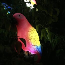 LED Solar Landscape Lights Outdoor - Parrot Figurine Garden Lamps with 360° Flexible Clamp for Pathway Patio Tree Decorations