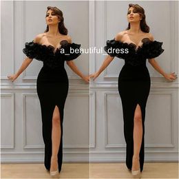 Sexy Mermaid Evening Dresses Boat Off-Shoulder with Yousef aljasmi Labourjoisie Trumpet Evening Gowns Party Dresses Front Split ED1195