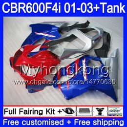 Body +Tank For HONDA CBR 600F4i CBR600FS CBR600F4i 01 02 03 286HM.51 Blue silver hot CBR600 F4i 600 FS CBR 600 F4i 2001 2002 2003 Fairings