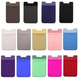 Universal Elastic Lycra Mobile Phone Case Wallets Credit ID Card Holder Pocket Adhesive Sticker for iPhone 12 mini 11 pro X XS MAX XR Huawei