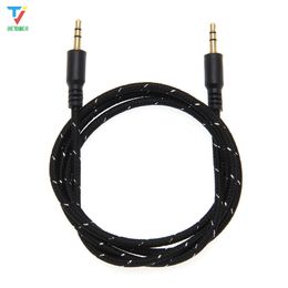 300pcs/lot Gold Plated Braided Audio Auxiliary Cable 1m 3.5mm Wave AUX Extension Male to Male Stereo Car Nylon Cord Jack For phone PC MP3