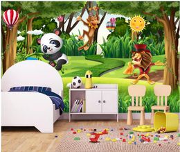 3d stereoscopic wallpaper Animal park animal Mobilisation forest wood cartoon children's room mural