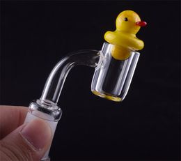 4mm Scientific Joint Quartz Banger With Glass Yellow Duck Carb Cap 10mm 14mm 18mm Quartz Nails For Glass Water Bongs Dab Rigs