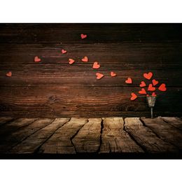 Wood Backdrop for Newborn Photography Printed Red Love Hearts Valentines Day Baby Kids Photo Studio Backgrounds Wooden Floor