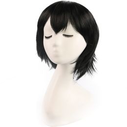 Christmas Black Anime Wigs Cosplay Colorful Short Curly Hair With 28cm Synthetic Braid Hair