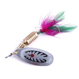 HENGJIA Spoon fishing lures Metal Jig Baits Crankbait Casting sinker Spoons with Feather treble hook For Trout Bass Spinner bait