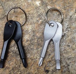 Pocket Outdoor Tool Screwdriver Stainless Steel Key Ring Keychain Multi Tool Key Pendants Key Ring multifunction Screwdriver KKA7784