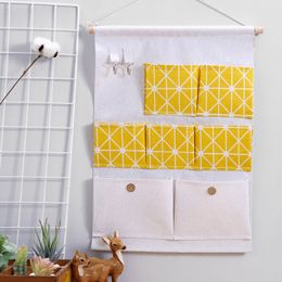 Storage Rack 7 pockets wall hanging Organisers kitchen bathroom sundries cotton linen holder door hanging sundry 4934 5cm