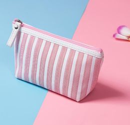 DHL 50pcs Cosmetic Bag Women Canvas Stripes Coin Purses Wallets Holders Travel Wash outdoot portable Storage Bag