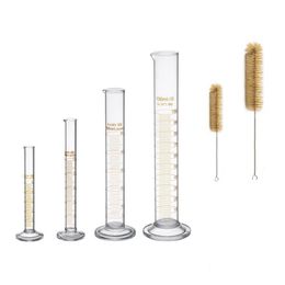 Laboratory Supplies Thick Glass Graduated Cylinder Set 5ml 10ml 50ml 100ml Glass Cup with Two Brushes