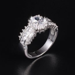 Luxury Silver Cushion cut 3ct SONA Diamond CZ Engagement Rings Jewelry 925 Sterling Silver Wedding Finger Flower Rings For Women RZCV