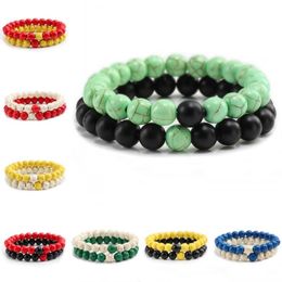 Handmade Lava Rock Stone Bracelet Natural Stone healing Bracelets Sets Pendant Energy Yoga Round Beads Bracelets Protection Accessory