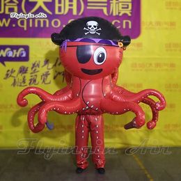 Funny Walking Inflatable Pirate Octopus Costume 2m Adult Wearable Blow Up Sea Animal Mascot Octopus Suits For Parade And Advertising Show