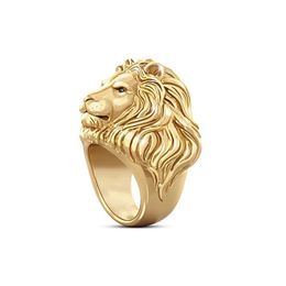 Metal Lion Head Finger Ring Hip Hop Style Men Animal Lion Ring for Gift Party Size 7-12 Fashion Jewelry