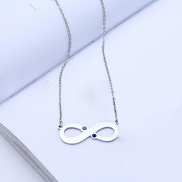 Stainless Steel Personalized Infinity Endless Necklace Eternal Love Pendant Crystal Necklace Jewelry Gift for Lover Mom Gift