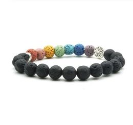 Tree of Life 8mm Black Lava Stone Beads Aromatherapy Essential Oil Diffuser Bracelet Yoga Strand Jewellery GD79