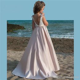 Elegant Ball Gown Flower Girls Dresses For Weddings Sheer Neck Applique Lace Tulle Children Wedding Dresses Girls Pageant Dress