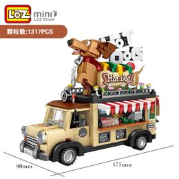 Car Building Block Model Developmental Toy, DIY Police Car, Ice Cream Truck Hot Dog Cart, for Kid' Birthday' Party Christmas Gift,Collecting