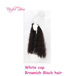 Women Long Straight Wigs Synthetic Hair Warms knitted wool hat Baseball Cap Knitted wool hat knitted wool hat Synthetic Hair Warm