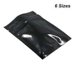 Multi Sizes Black Resealable Aluminium Foil Zip Food Storage Pack Bags Foil Mylar Zipper Heat Seal Coffee Tea Powder Pouch Mylar Baggies