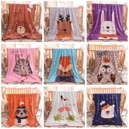 Baby Blankets Flannel Cartoon Swaddling Animal Printed Air Condition Blanket Winter Soft Bedding Bear Rabbit Fox Wrap Manta Bed Sheets C6977