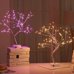 Bonsai Style Christmas Decoration DIY Night Light Touch Switch Control LED Tree Lights for Wedding Party Table Decor