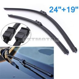 Freeshipping Pair 24" 19" Flat Front Rubber Rain Window Windscreen Wiper Blades For Audi A3 for BMW 3 Series X5 For VW /Golf