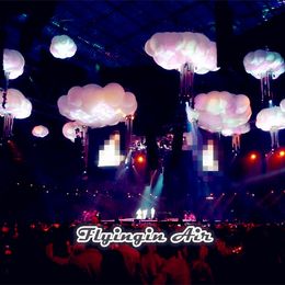 Concert Stage Decorations 2m/3m Length Inflatable Cloud Hanging Lighting Balloon For Party And Night Club