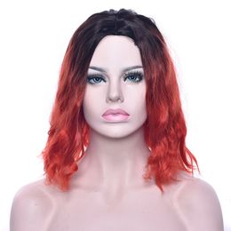 Wholesale Yaki Ombre Colour Black Pink Gradual Change Women's BoBo Bob Wig Short Hair Milk Grey Wig