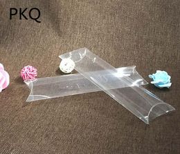 30pcs Waterproof Transparent PVC Box New Long Style Chocolate Candy Box Pillow For Hair Extension Packaging 2.8x7x19.5cm