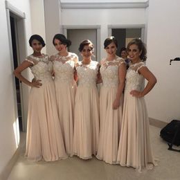 Womens Elegant Double V Neck Formal Wedding Party Dresses Long A-Line Chiffon Bridesmaid Dress 2020 B014