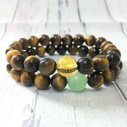 MG0371 Mala Couples Ying Yang Bracelet Set Natural Yellow Crystal Commitment Bracelet Men's Women's Tiger Eye Bracelet