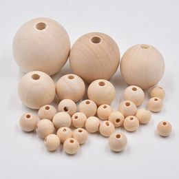 50x Round Wood Spacer Bead Natural Unpainted Wooden Ball Beads DIY Craft Jewellery