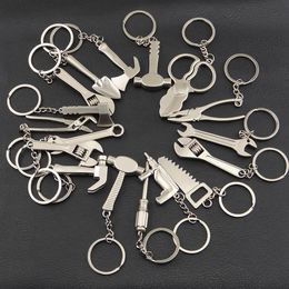 Kinds of Tools Zinc Alloy Silver Plated Changeable Spanner Hammer Keychain Fashion Wrench Key Chain Creative Keyfob Keyring