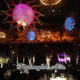 Hanging Lighting Inflatable Sun Balloon With Led Light 2m/3m Pendent Red Lantern Model For Concert Venue And Dinner Party Decoration