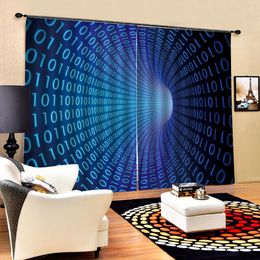 Custom 3D Curtain Aesthetic Digital Time Tunnel Decoration Indoor Living Room Bedroom Kitchen Window Blackout Curtain
