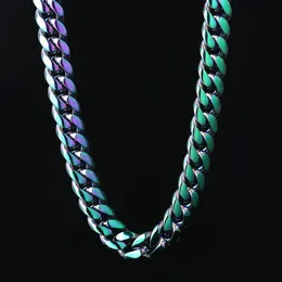 Rainbow Miami Cuban Link Chain hiphop stainless steel cuban chain Jewellery hip hop cuban link chain necklace