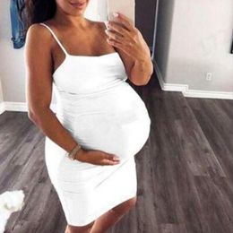 Pregnancy Dresses Maternity Bodycon Mini Dresses Tops Summer Plus Size Solid Women Maternity Sleeveless Tshirt Milk Fibre Tees XL YF010