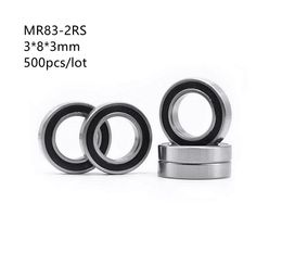 500pcs/lot MR83RS MR83-2RS MR83 RS 2RS 3x8x3mm Deep groove Ball Bearing Miniature mini 3*8*3mm