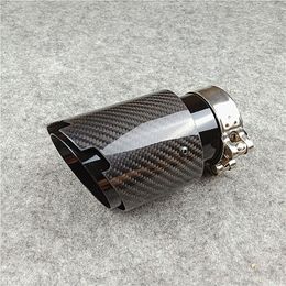 1 PCS Twill Glossy Grilled Black Exhaust Pipe Tailpipe Replacement Stainless Steel + Carbon Fibre Muffler System