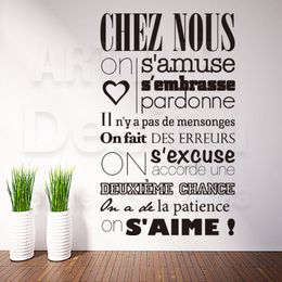 Art design home decoration cheap vinyl french quote rules words wall sticker removable house decor characters decals in rooms Y200103
