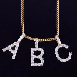 Zircon Tennis Letters Necklaces & Pendant Custom Name Charm For Men/Women Gold Silver Fashiom Hip Hop Jewellery with Cuban chain