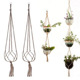 Gardening Green Plant Hanger Flower Pot Net Bag Hemp Rope Hanging Basket Indoor Outdoor Hook Decoration