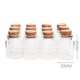 30*40MM 15ML Empty Glass Bottles Jars with Cork Stoppers for DIY Craft Decorative Container Transparent WB1973