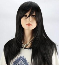 FREE SHIPPING+ ++ HOT Anime Blonde Black Silver Straight Hair Girl Lolita Cosplay Party Wig