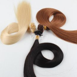 VMAE European Pre Bonded Keratin pure Colour Fusion Hair 1g/strand 100s Brazilian Double Drawn Virgin Flat Tip Human Hair Extensions