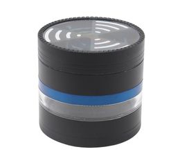 Zinc Alloy 63mm-4 Layer WiFI Tooth Side Transparent Blue Edge Metal Smoke Grinder